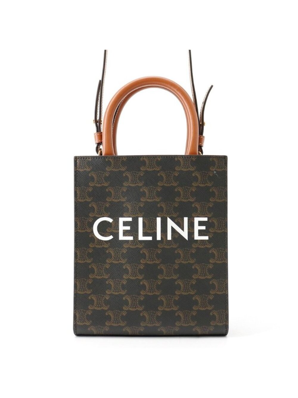 Celine Triomphe Mini Vertical Cabas Leather 2-Way Shoulder Bag